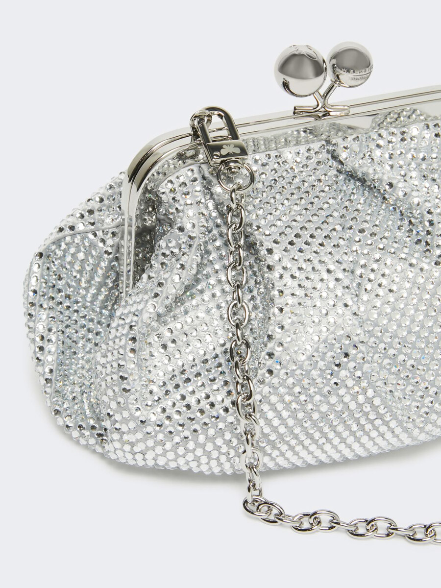 small pasticcino bag in satin with rhinestones - optical white