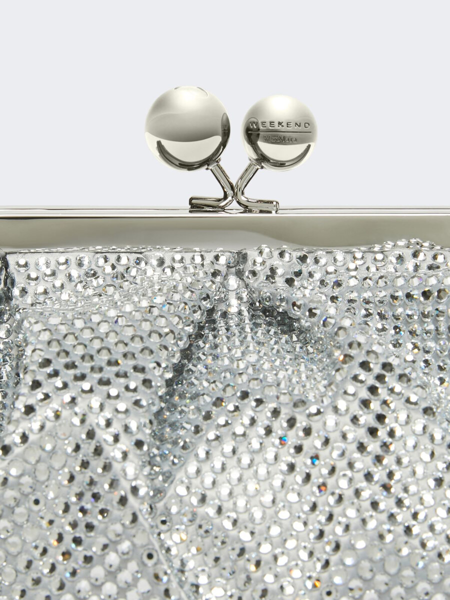 small pasticcino bag in satin with rhinestones - optical white