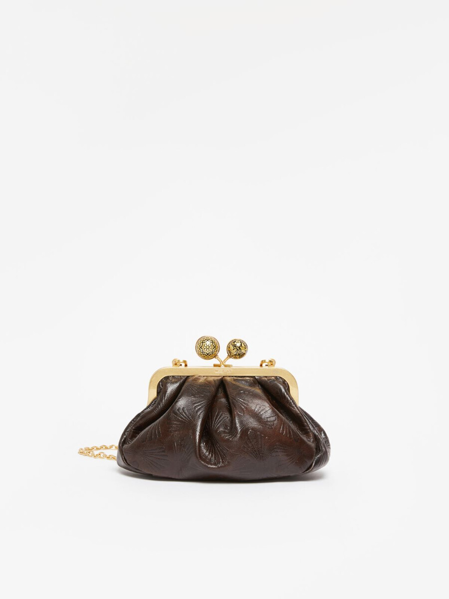 small smooth leather pasticcino bag - dark brown