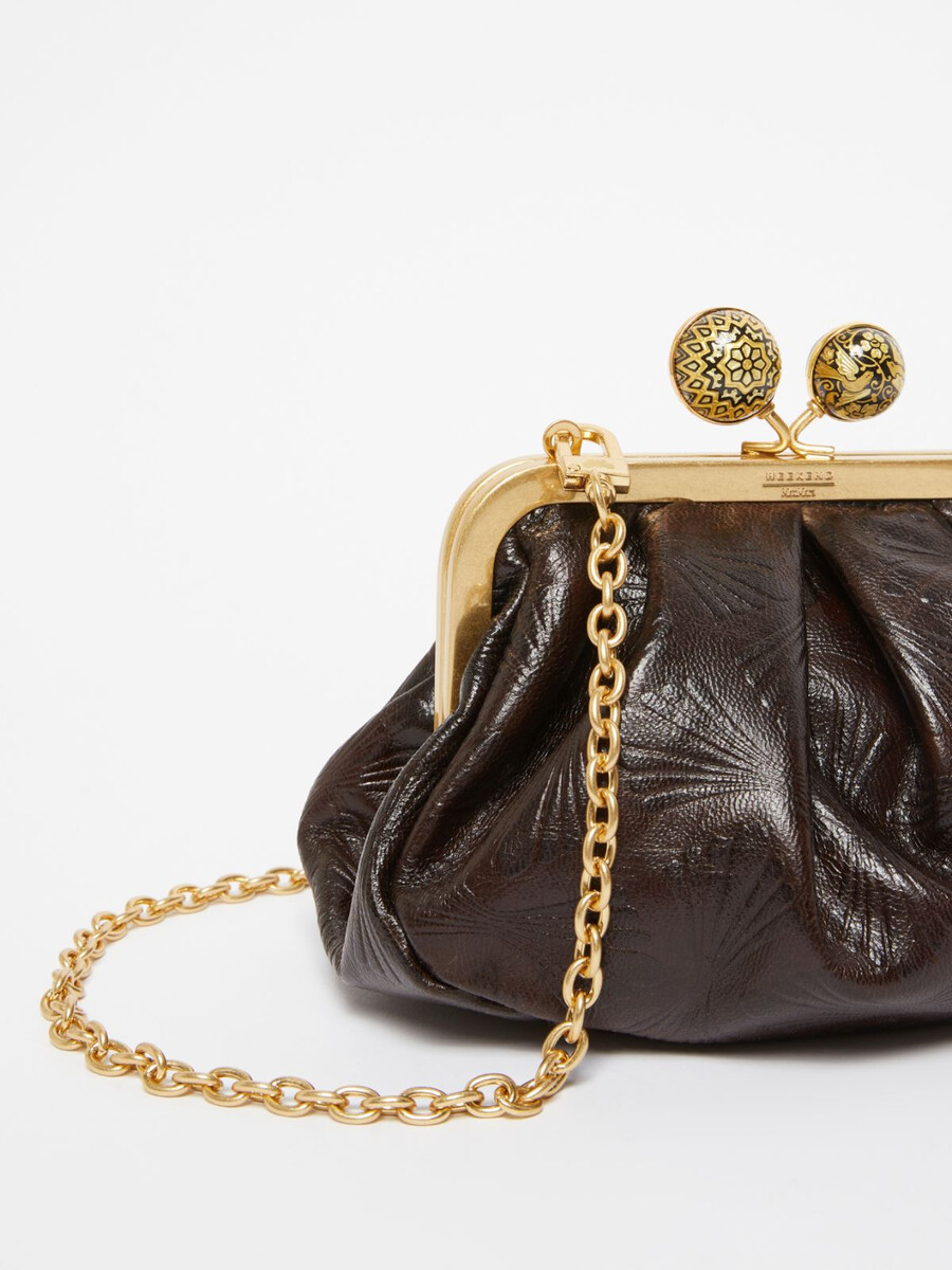 small smooth leather pasticcino bag - dark brown