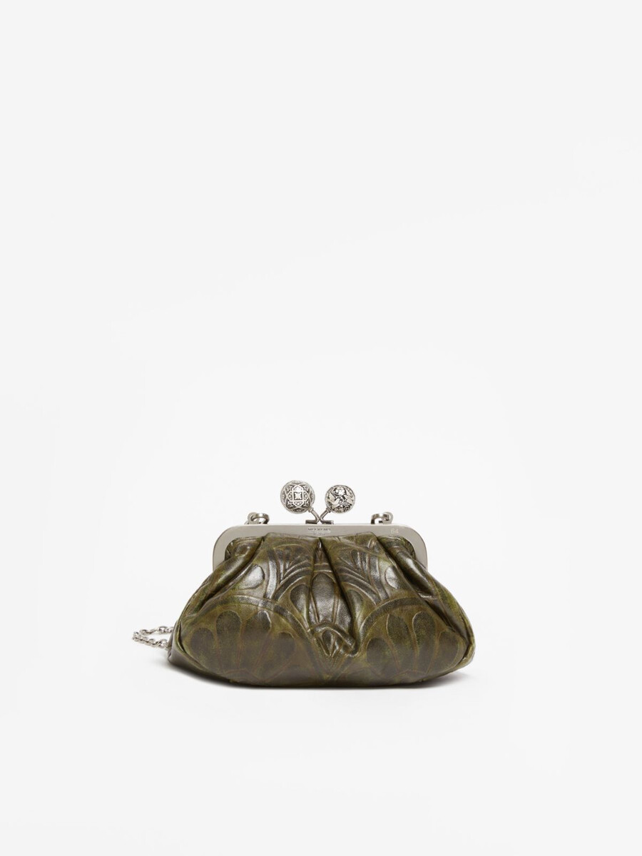 small smooth leather pasticcino bag - dark green