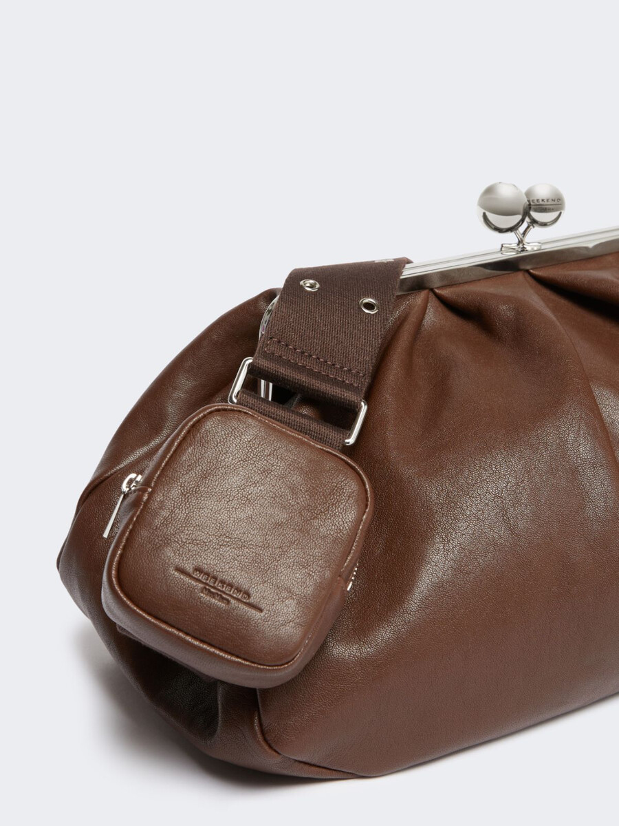 large leather pasticcino bag - dark bown