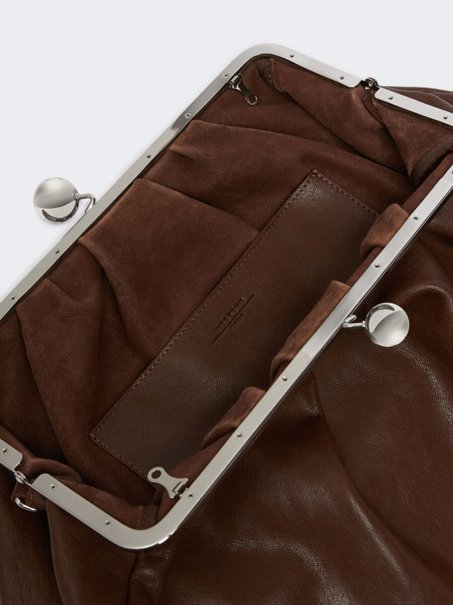 large leather pasticcino bag - dark bown