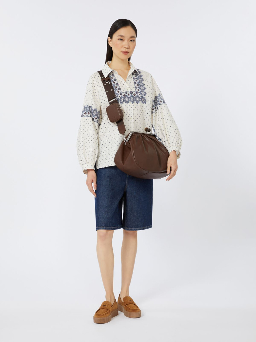large leather pasticcino bag - dark bown