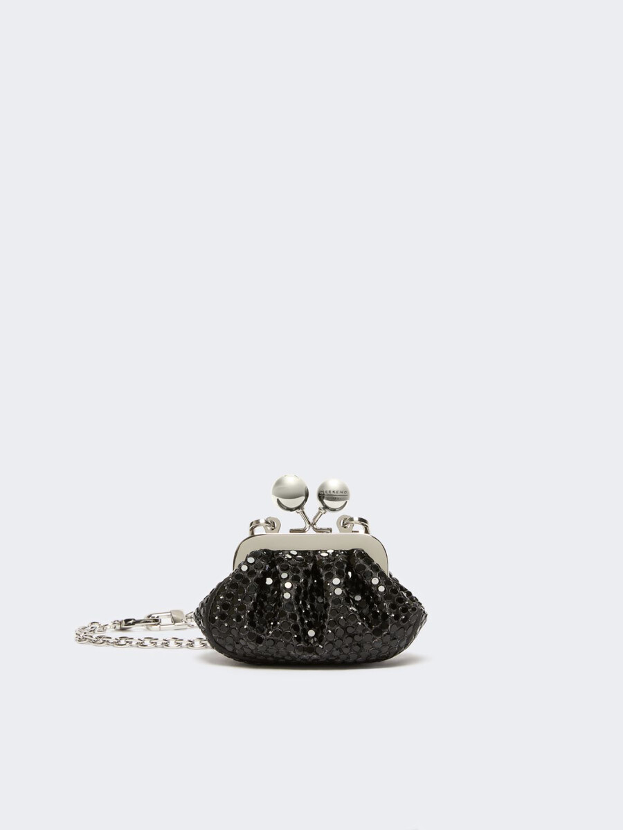 mini pasticcino bag in satin with rhinestones - dark grey