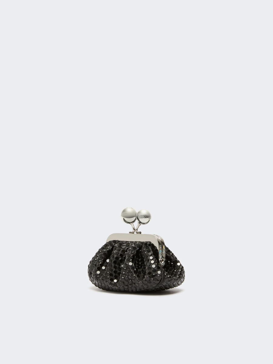 mini pasticcino bag in satin with rhinestones - dark grey