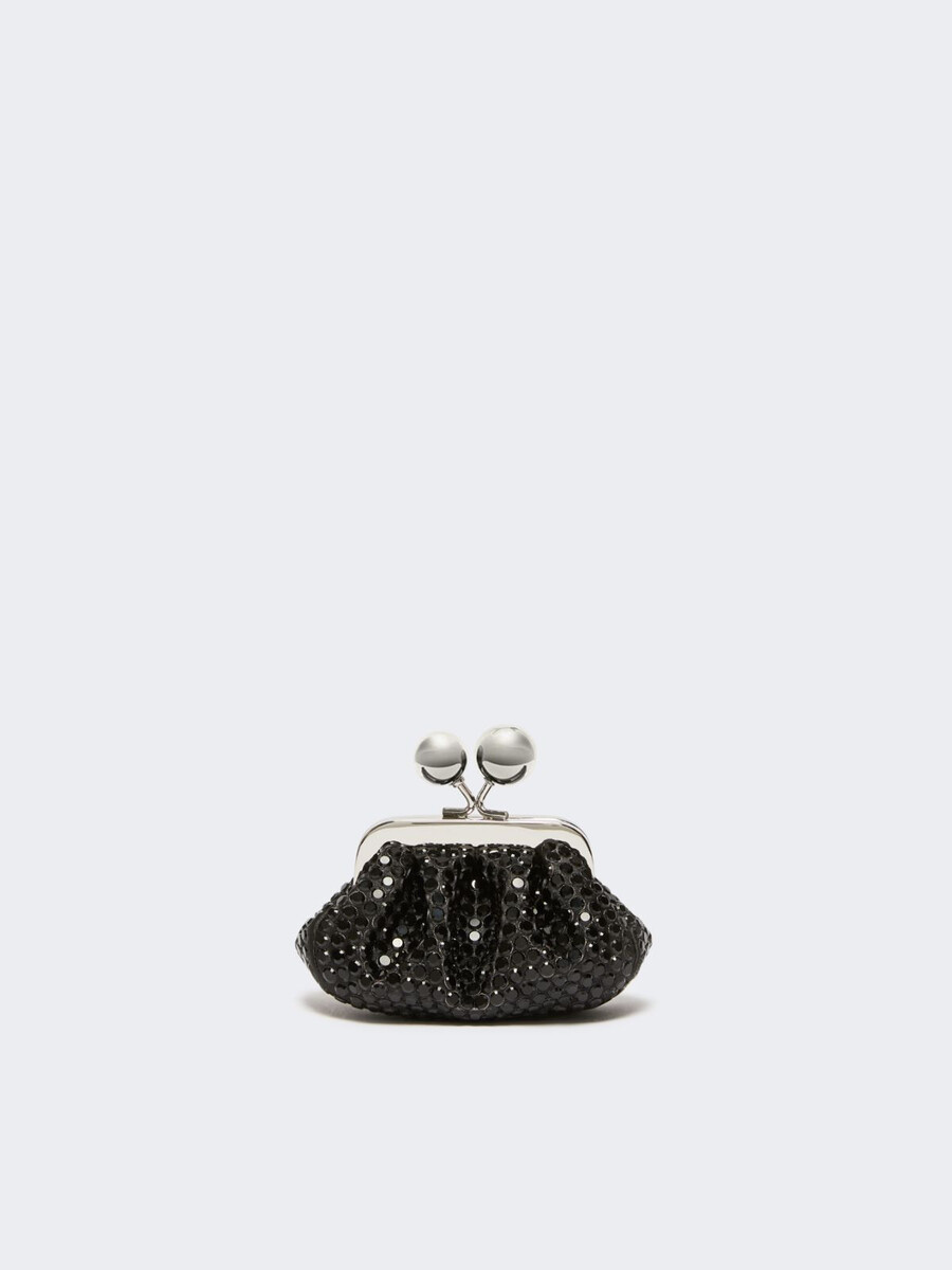 mini pasticcino bag in satin with rhinestones - dark grey