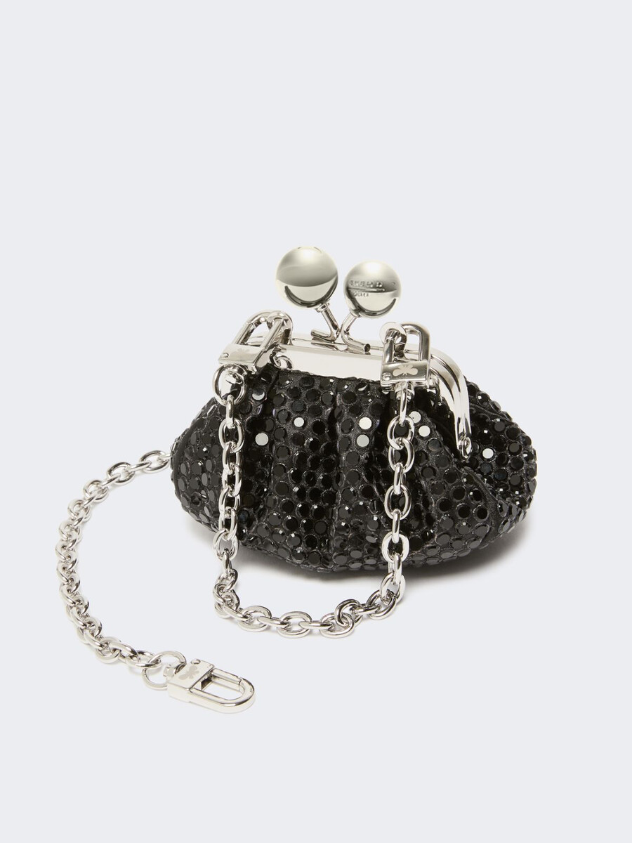 mini pasticcino bag in satin with rhinestones - dark grey