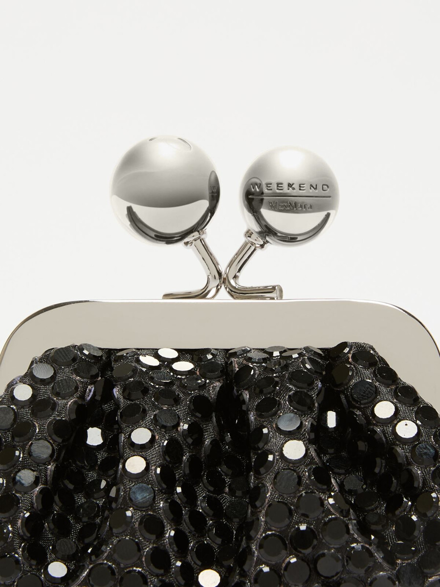 mini pasticcino bag in satin with rhinestones - dark grey