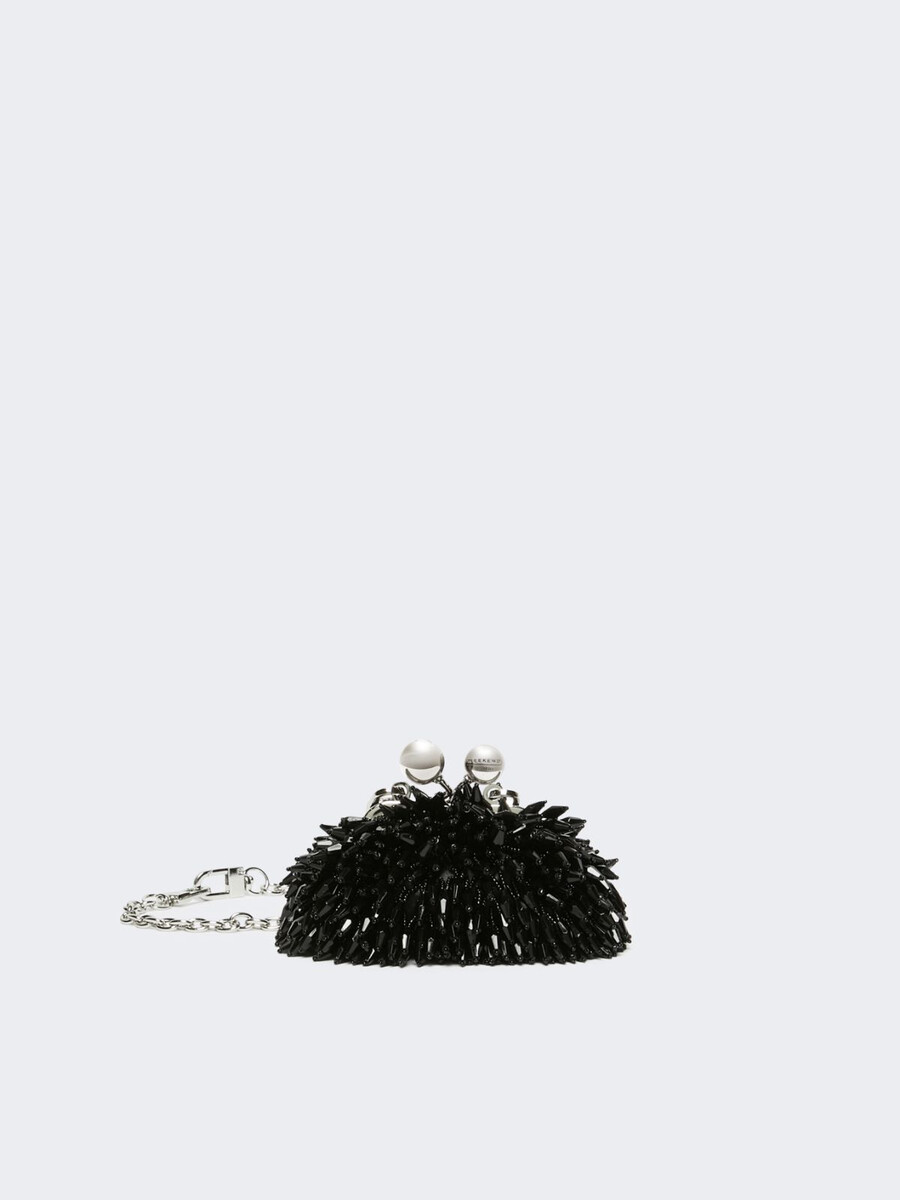 mini pasticcino bag in satin with rhinestones - dark grey