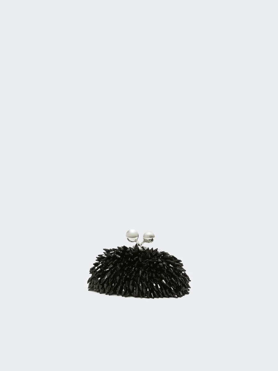 mini pasticcino bag in satin with rhinestones - dark grey