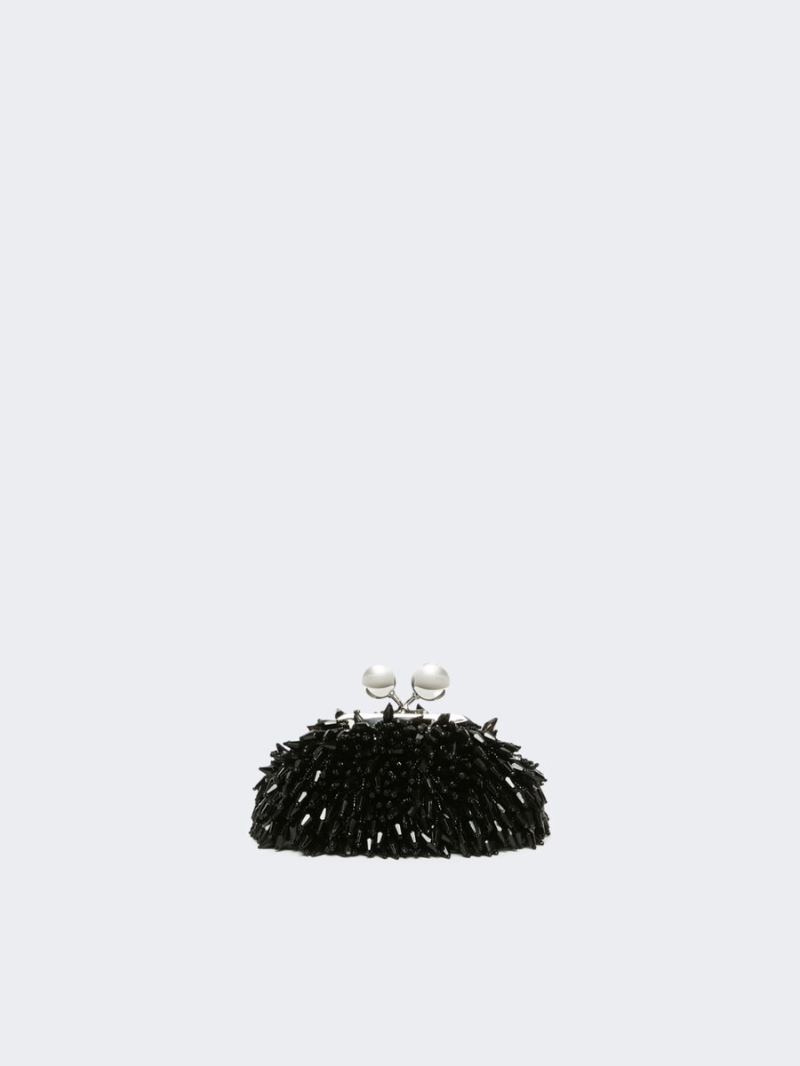 mini pasticcino bag in satin with rhinestones - dark grey