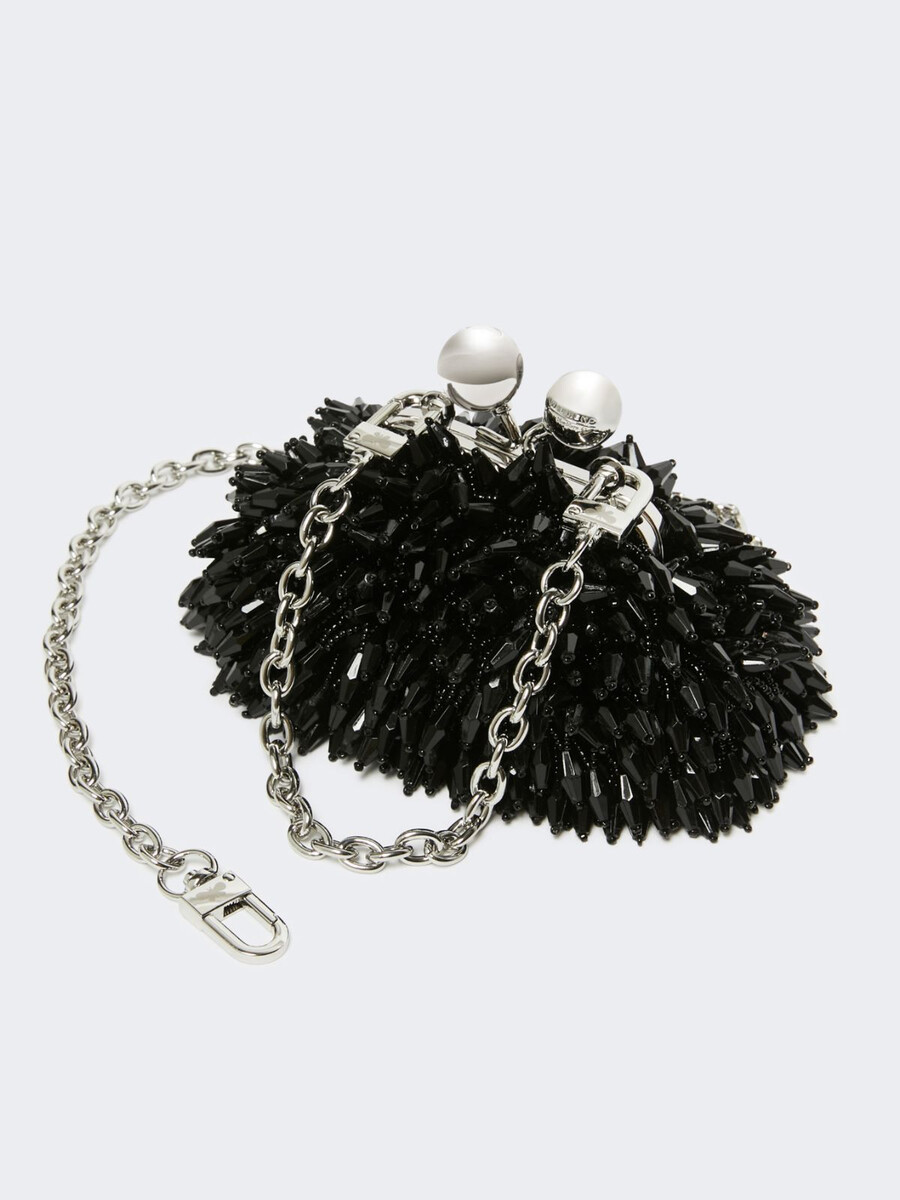 mini pasticcino bag in satin with rhinestones - dark grey