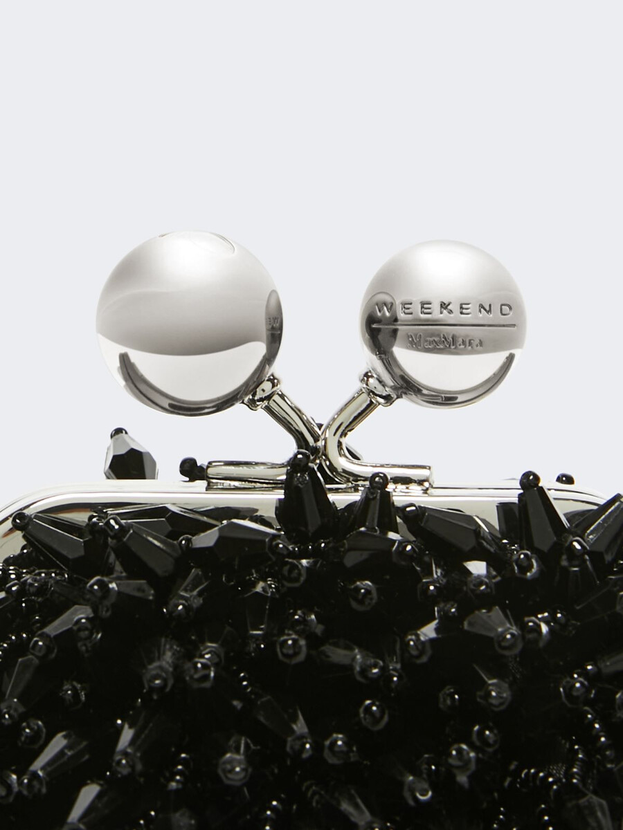 mini pasticcino bag in satin with rhinestones - dark grey