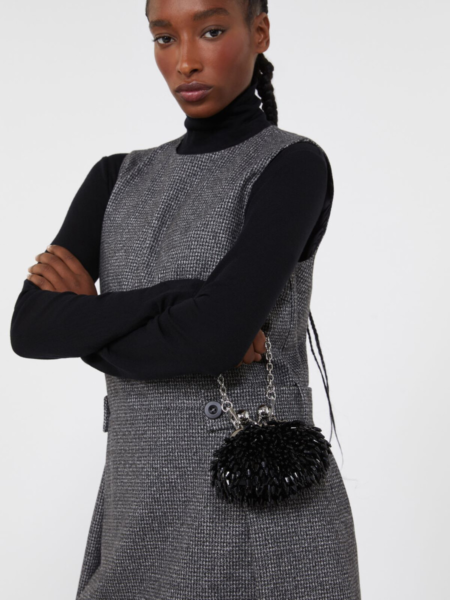 mini pasticcino bag in satin with rhinestones - dark grey