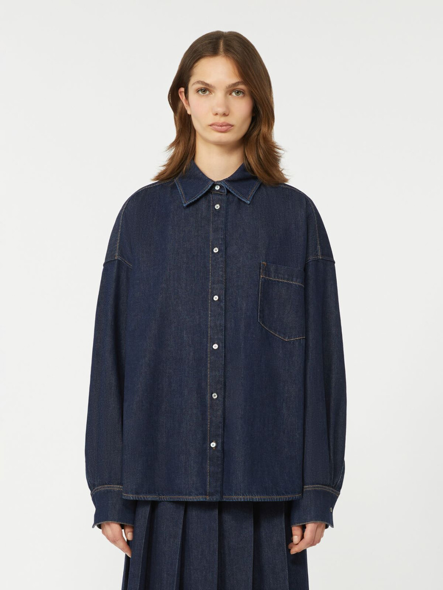 cotton denim shirt - navy