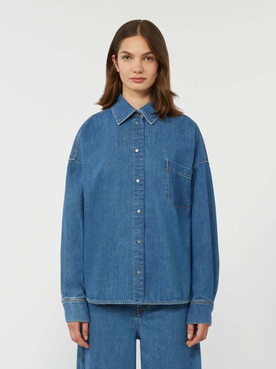 cotton denim shirt - navy