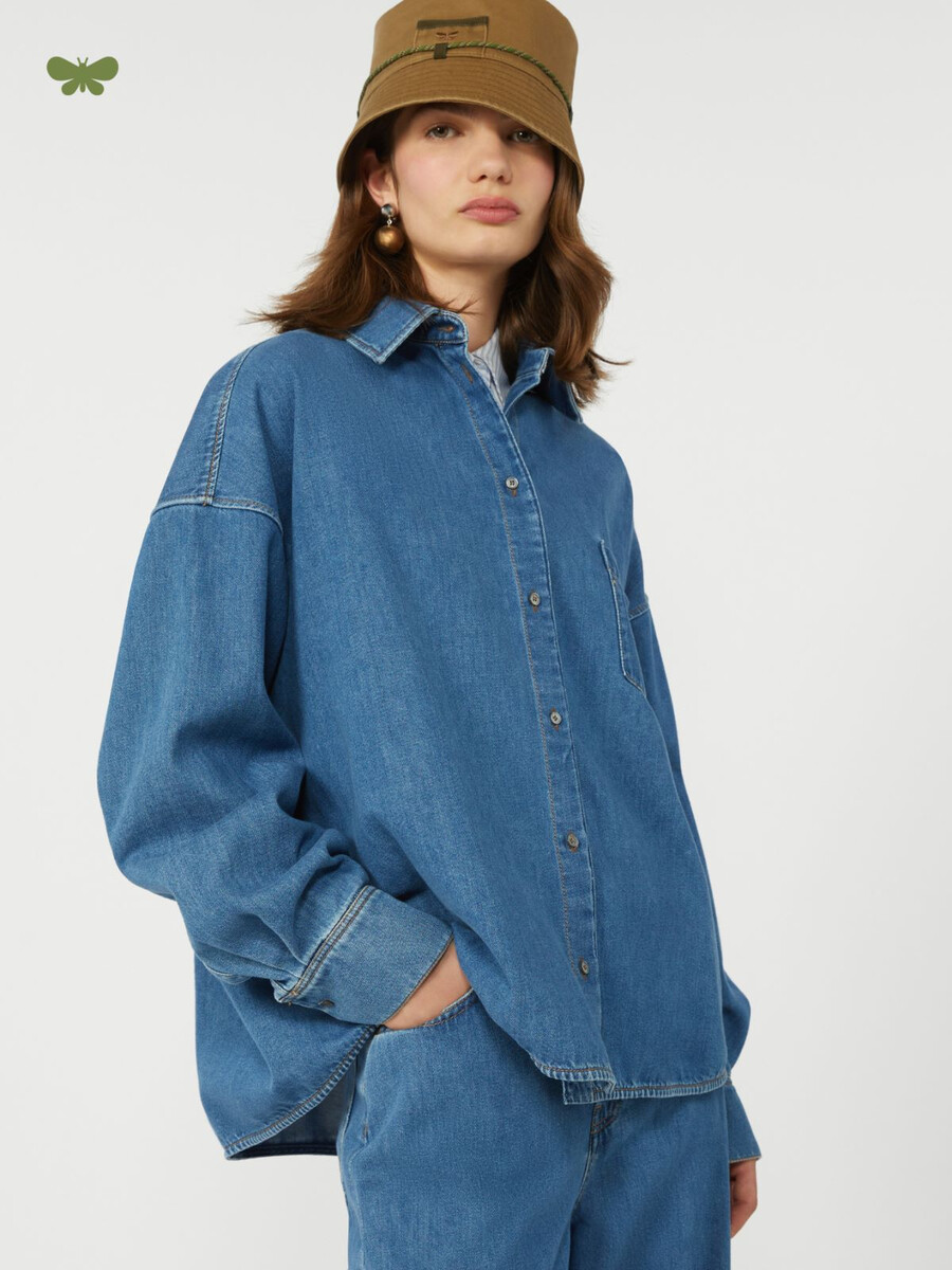cotton denim shirt - navy