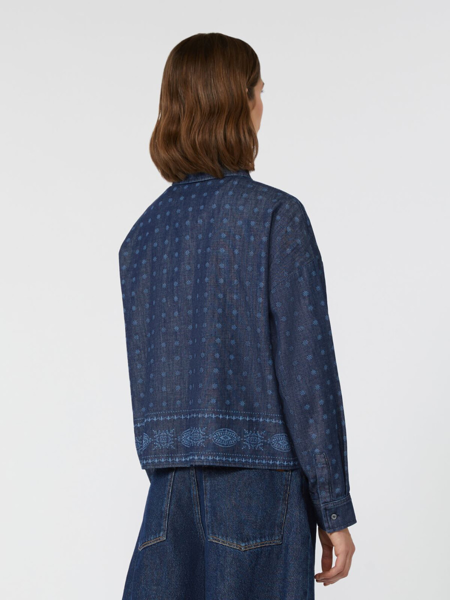 laser-cut denim shirt - navy