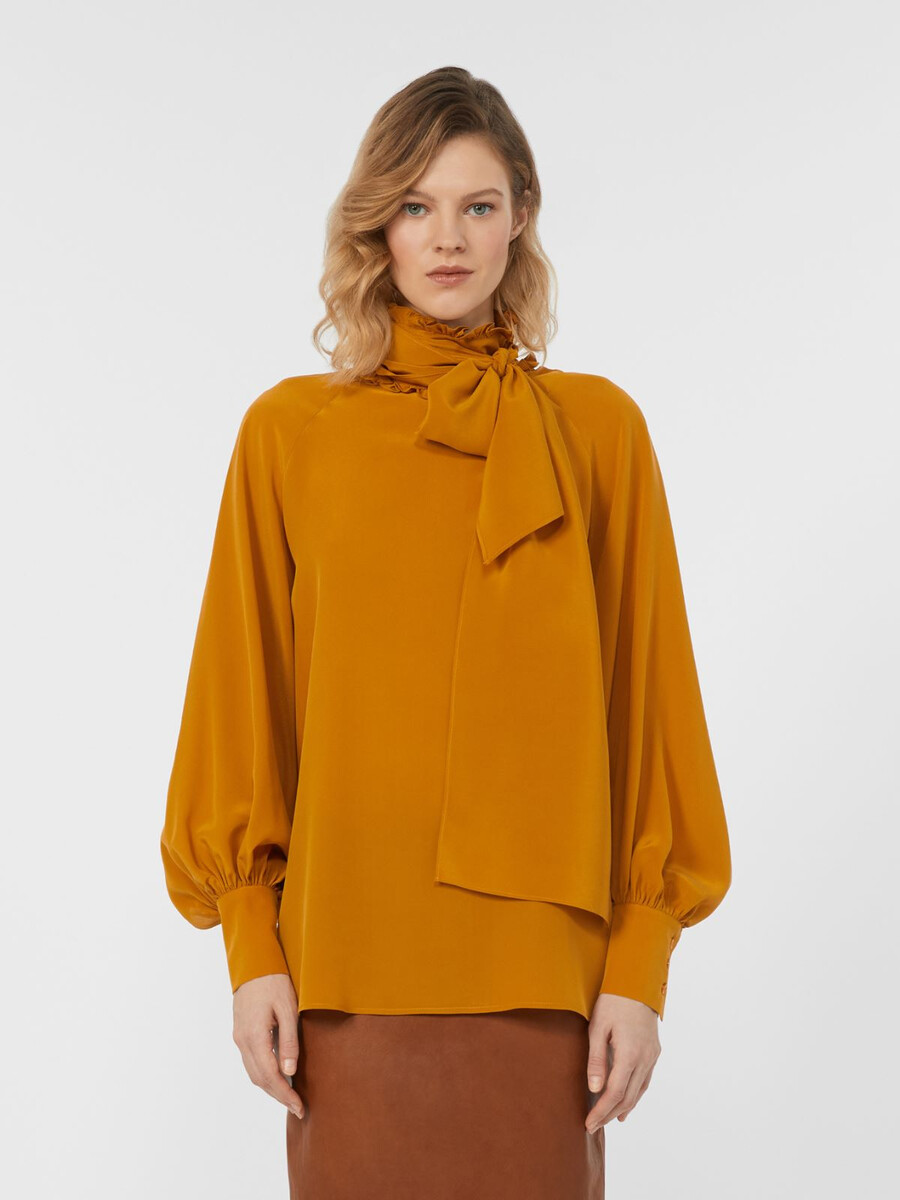 silk crepe de chine shirt - ochre