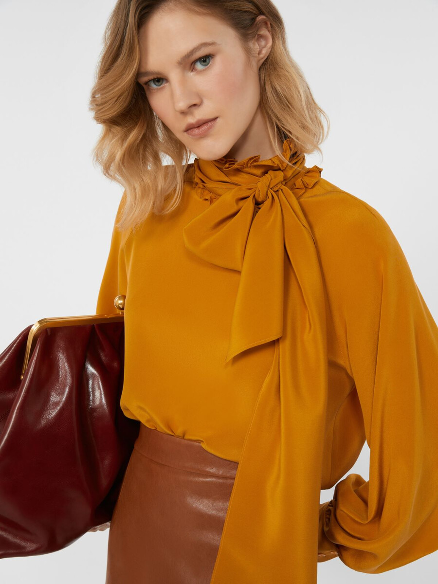 silk crepe de chine shirt - ochre