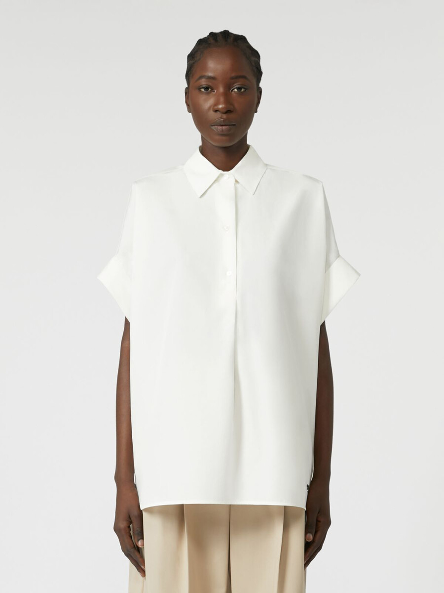 straight-fit cotton poplin shirt - white