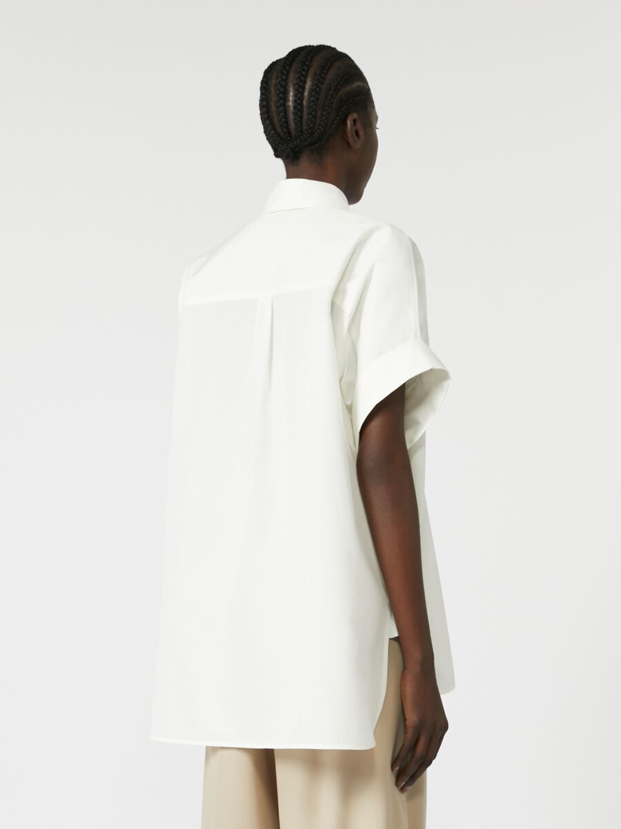 straight-fit cotton poplin shirt - white