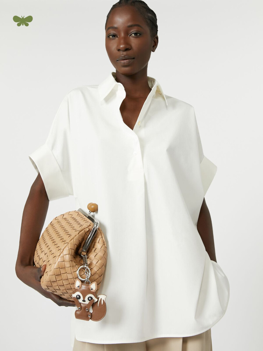 straight-fit cotton poplin shirt - white