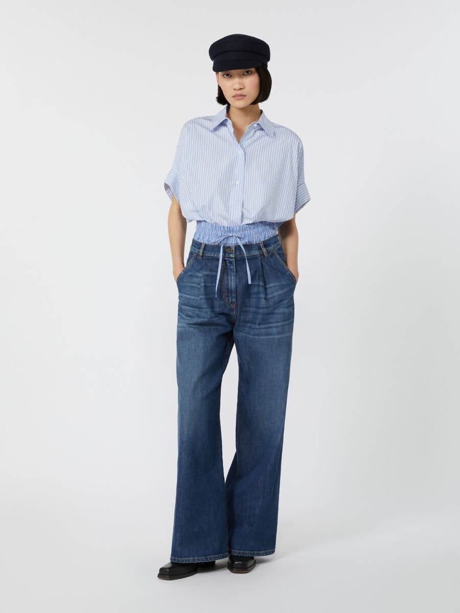 straight-fit cotton poplin shirt - light blue