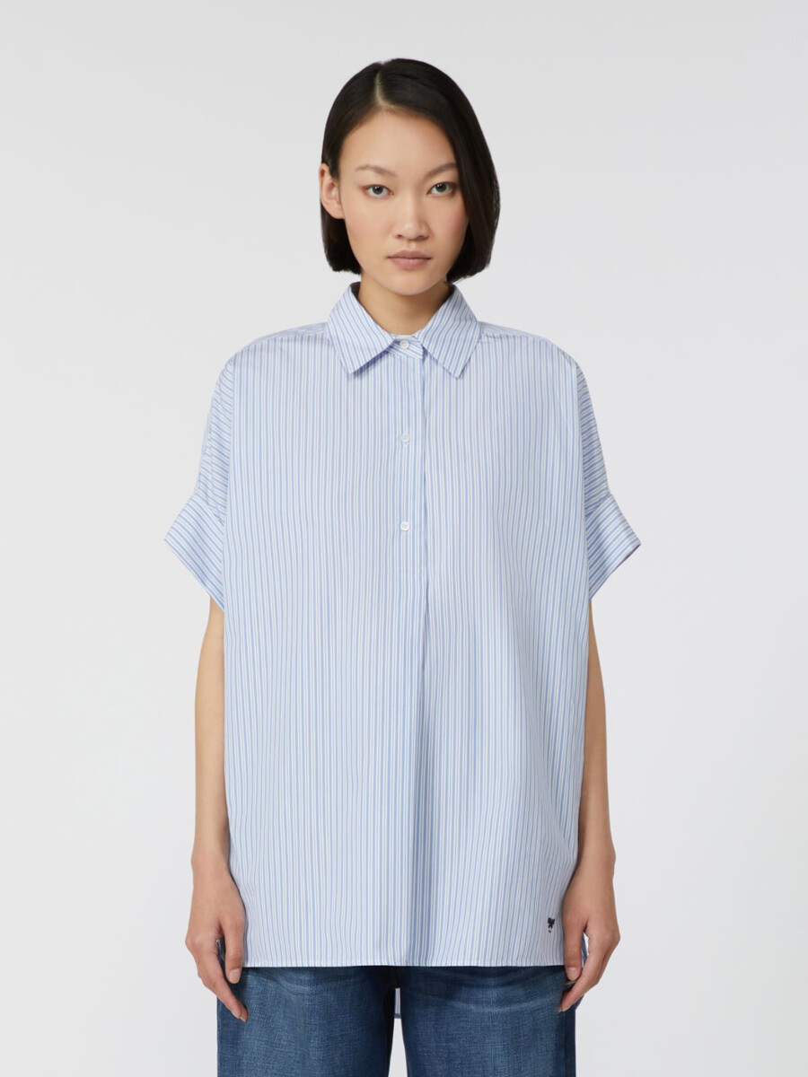 straight-fit cotton poplin shirt - light blue