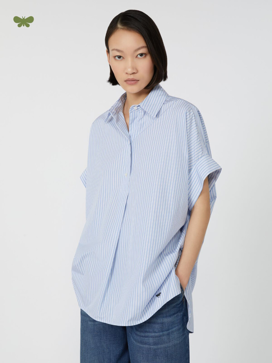 straight-fit cotton poplin shirt - light blue