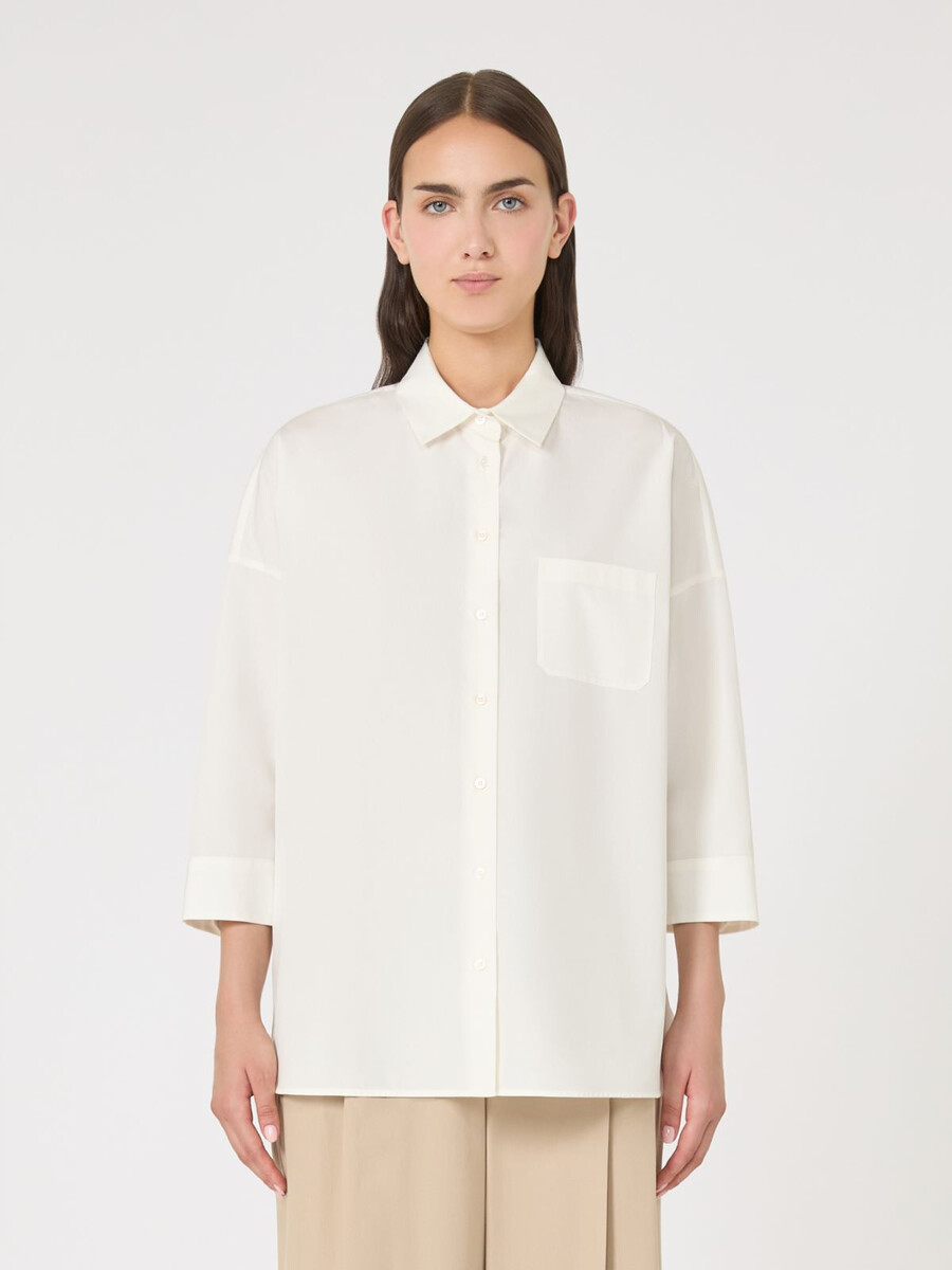 flared poplin shirt - white