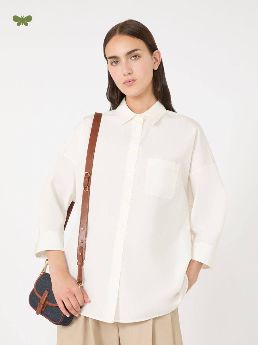 flared poplin shirt - white