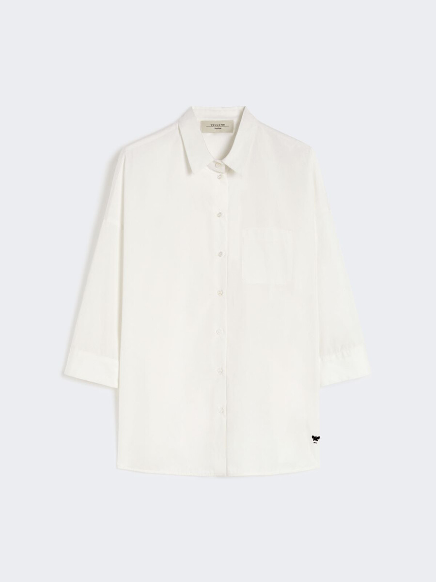 flared poplin shirt - white