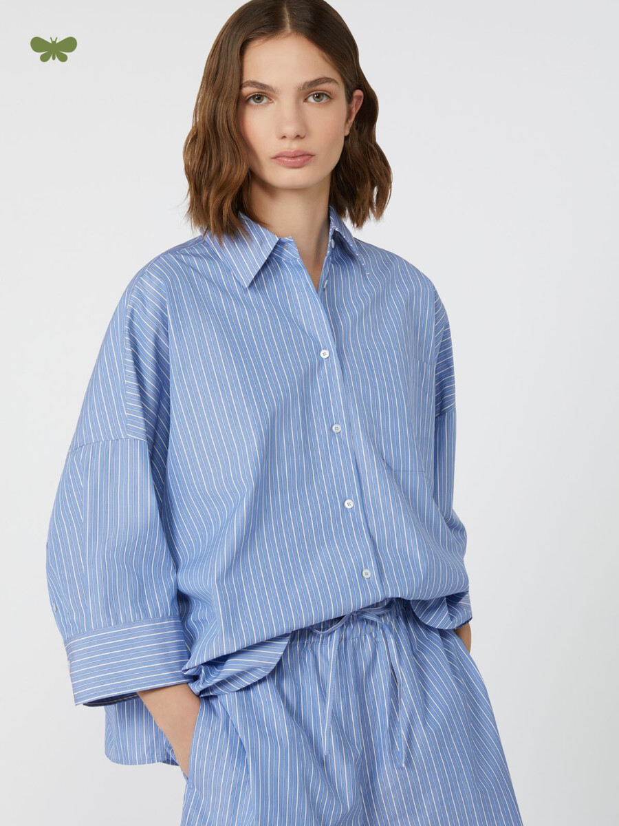 oversized poplin shirt - avio