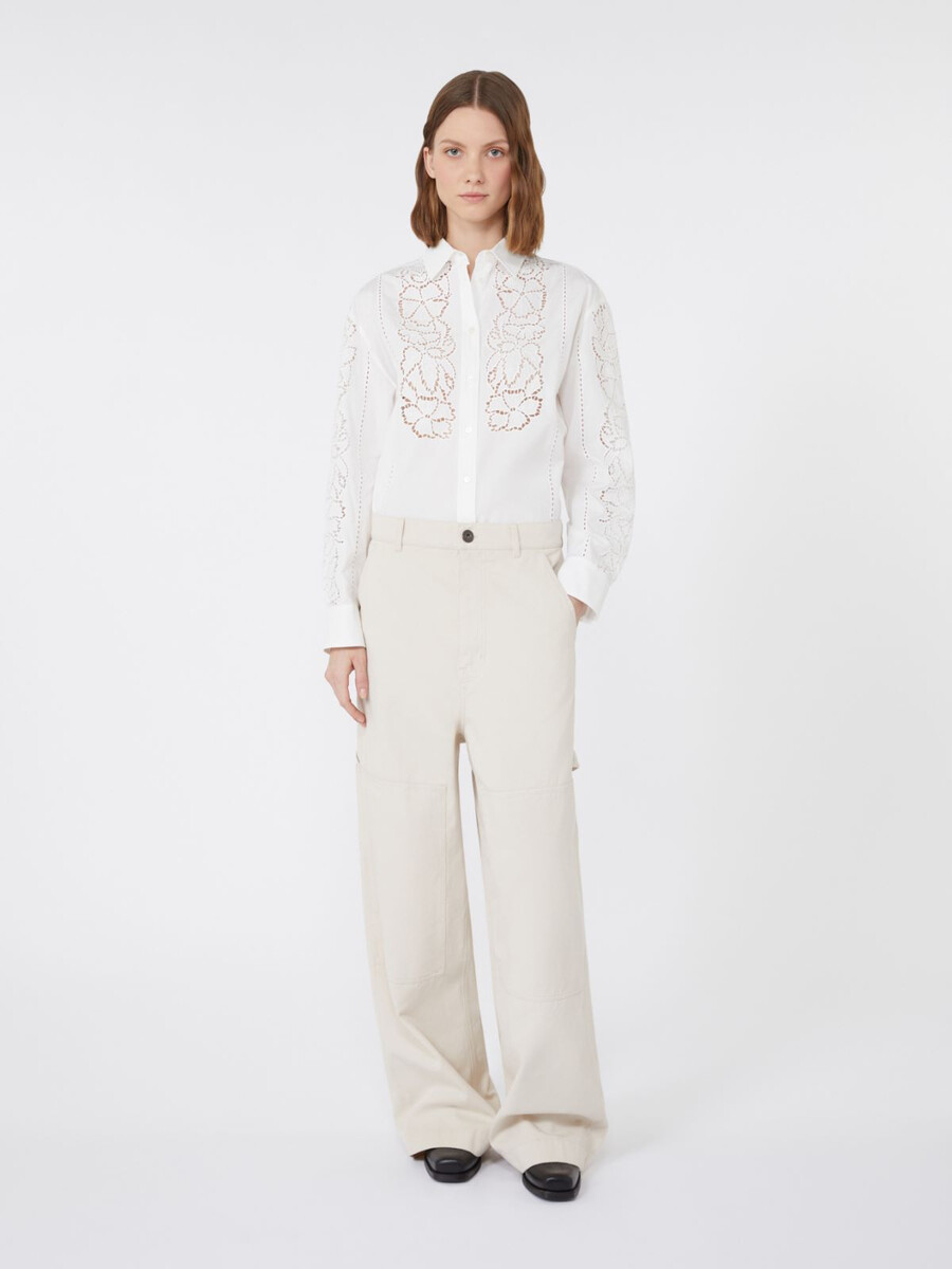 relaxed-fit embroidered poplin shirt - white
