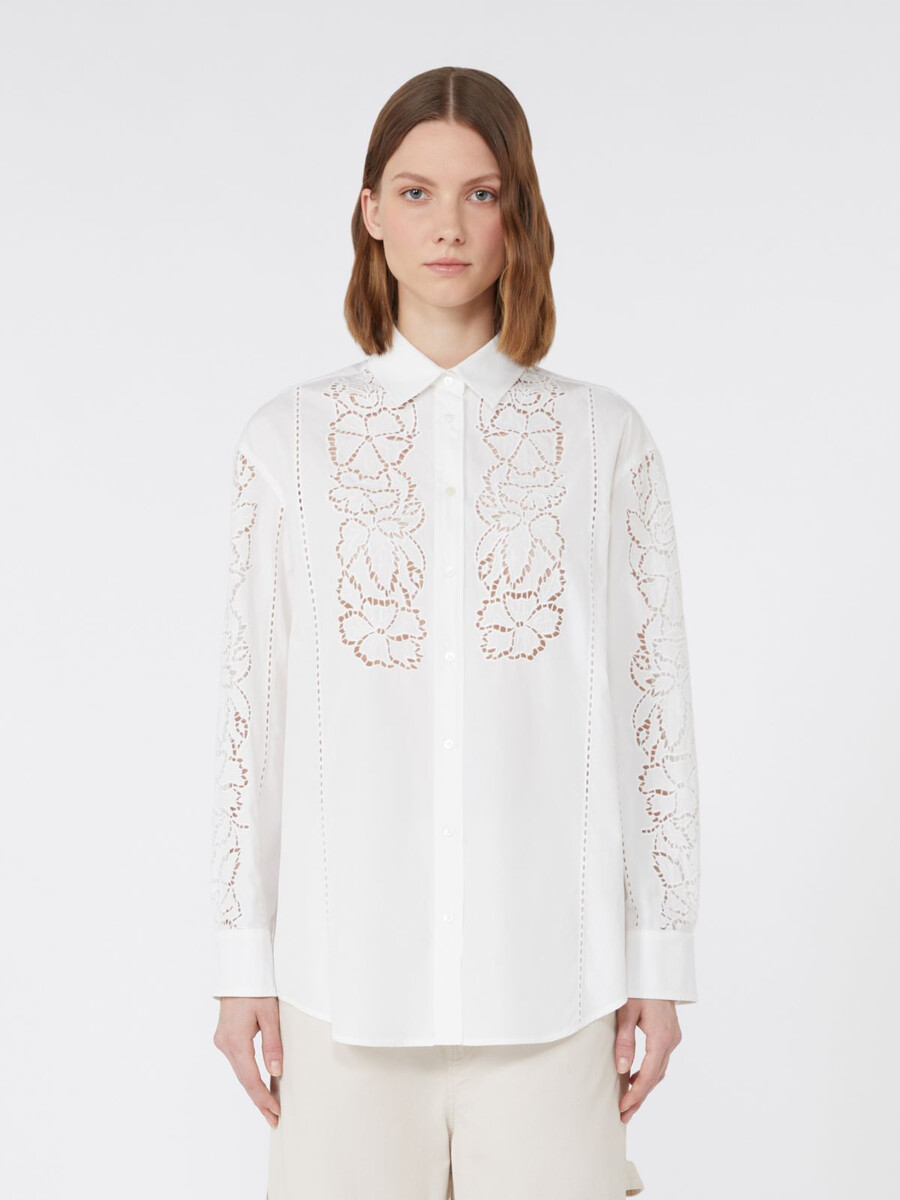 relaxed-fit embroidered poplin shirt - white