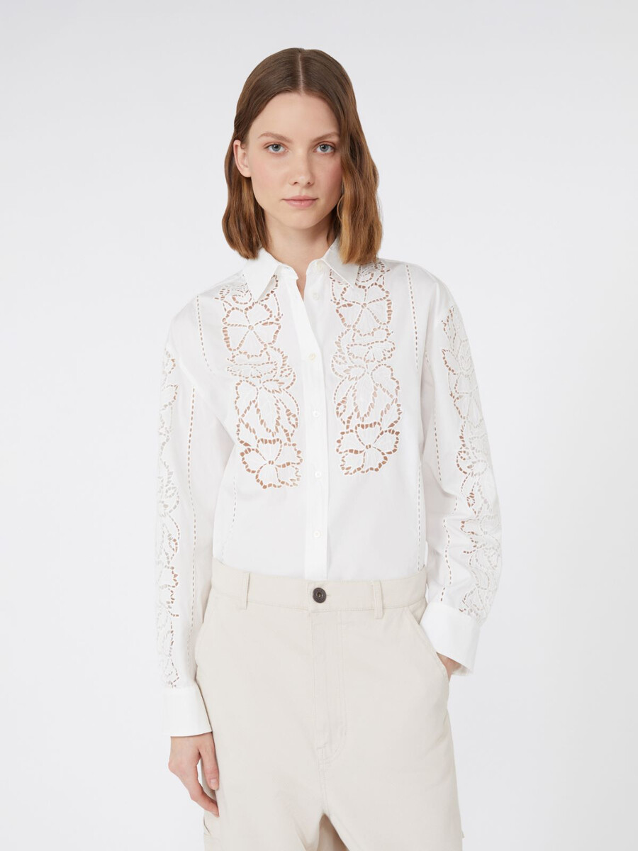 relaxed-fit embroidered poplin shirt - white