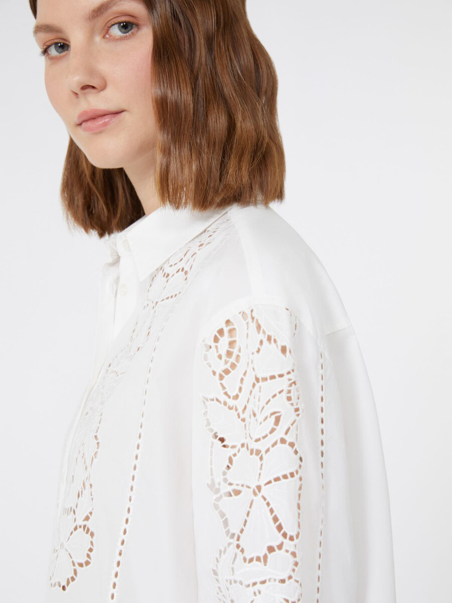 relaxed-fit embroidered poplin shirt - white