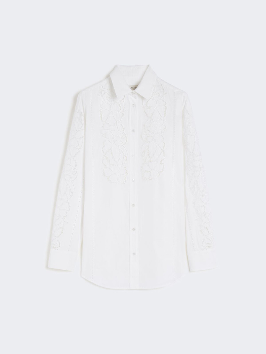 relaxed-fit embroidered poplin shirt - white