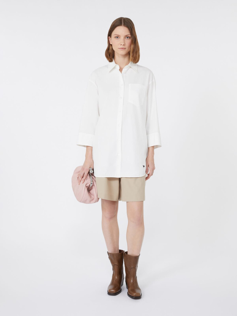oversized cotton oxford shirt - white