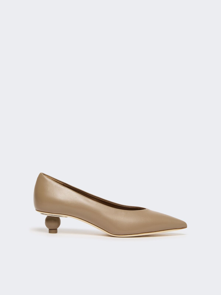 shiny nappa leather pumps - mud