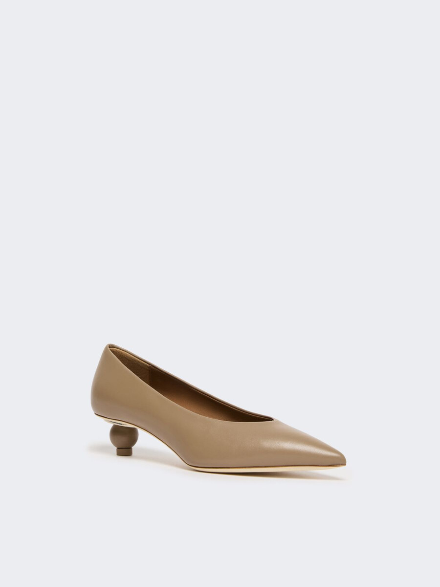 shiny nappa leather pumps - mud