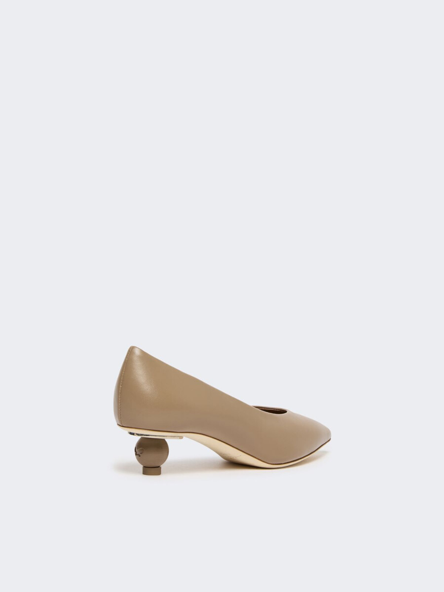 shiny nappa leather pumps - mud