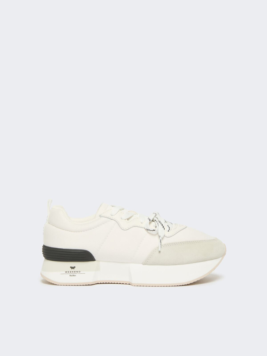 low-top sneakers in technical fabric - white
