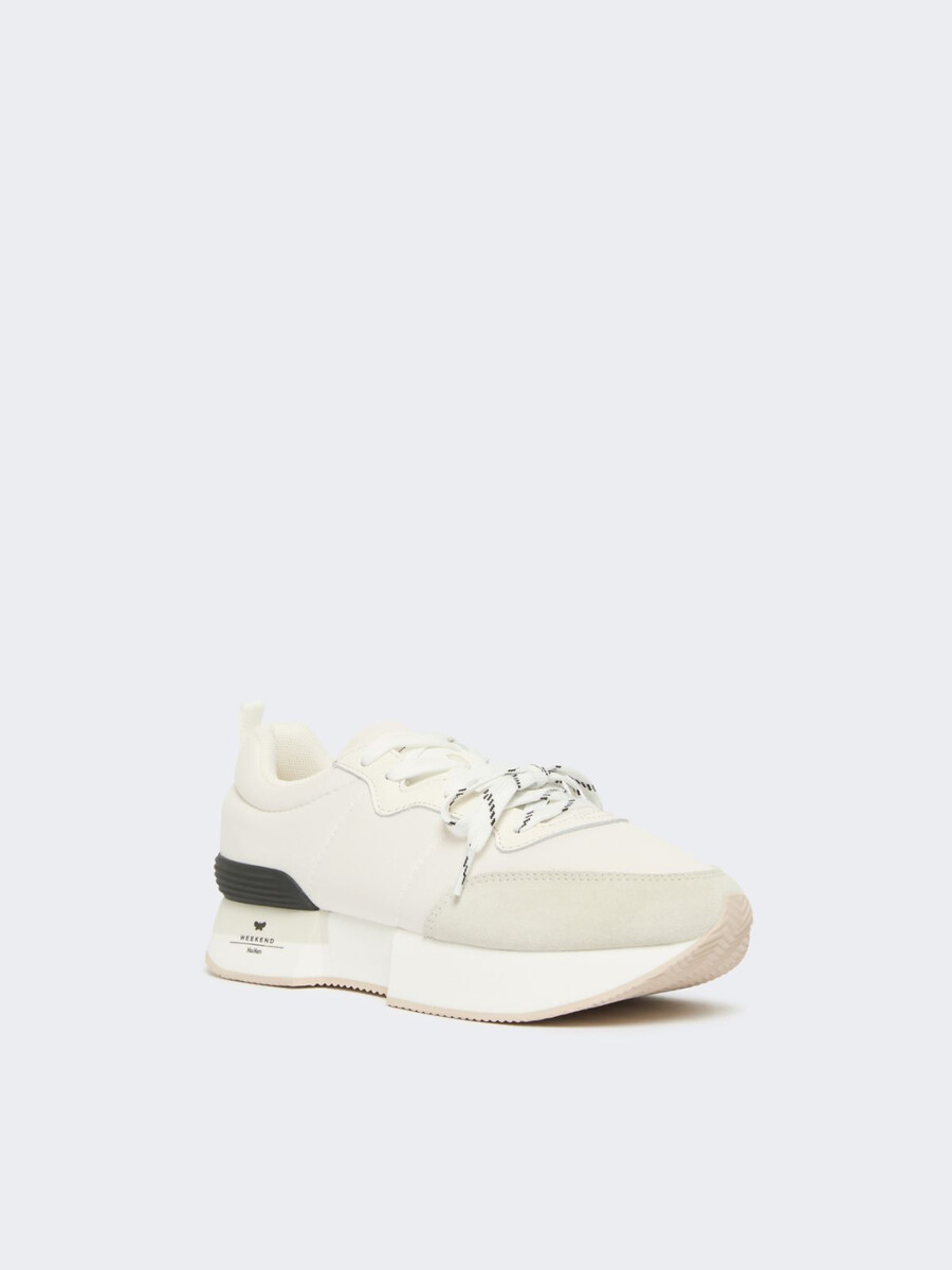 low-top sneakers in technical fabric - white