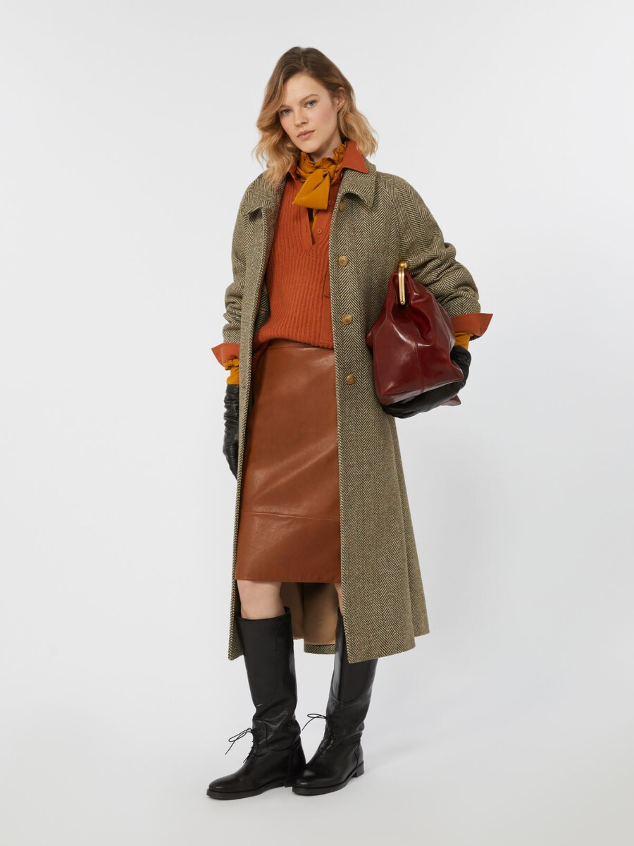 nappa leather skirt - tobacco