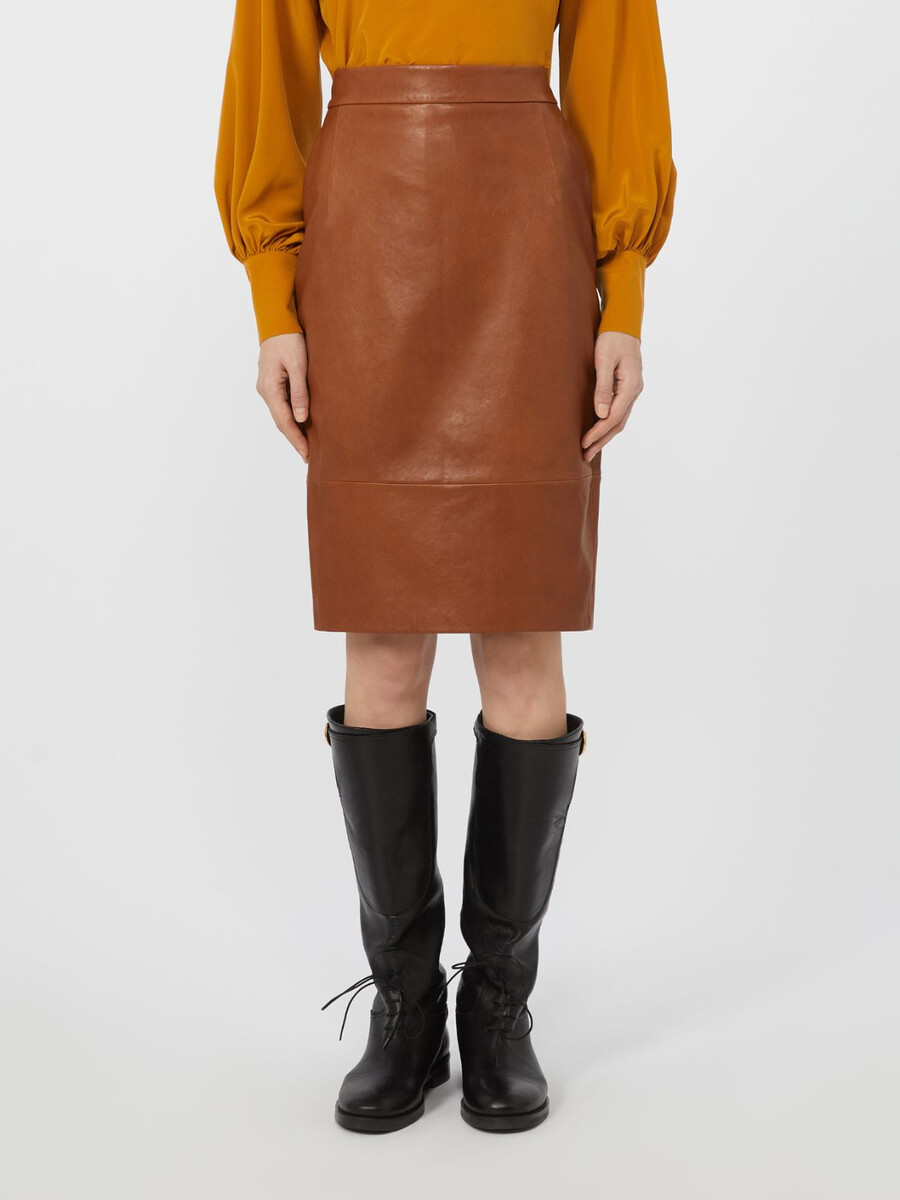 nappa leather skirt - tobacco