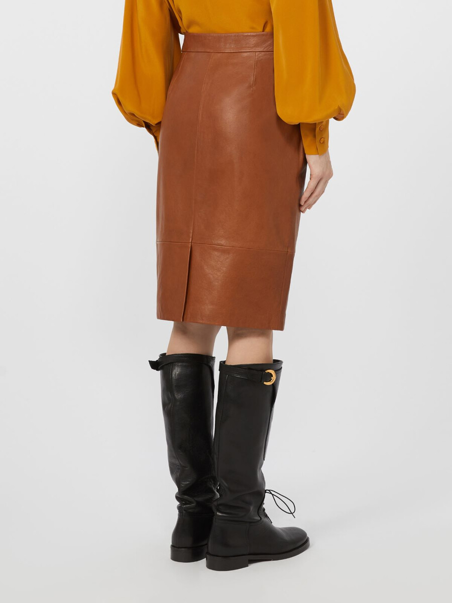 nappa leather skirt - tobacco