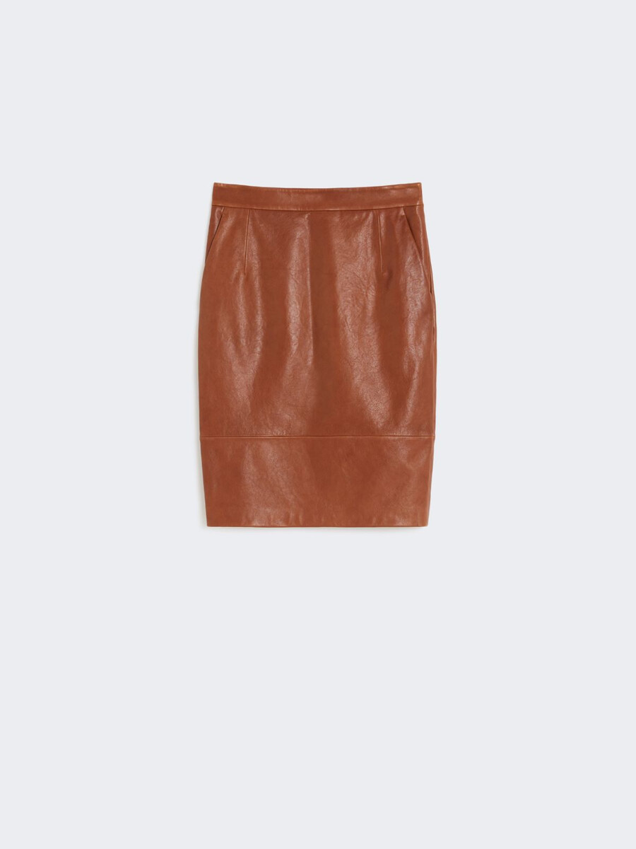 nappa leather skirt - tobacco